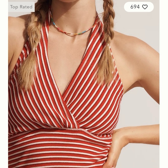 Anthropologie Pilcro High Tide Halter V-Neck Top size L/Large MSRP $58 - Picture 2 of 5